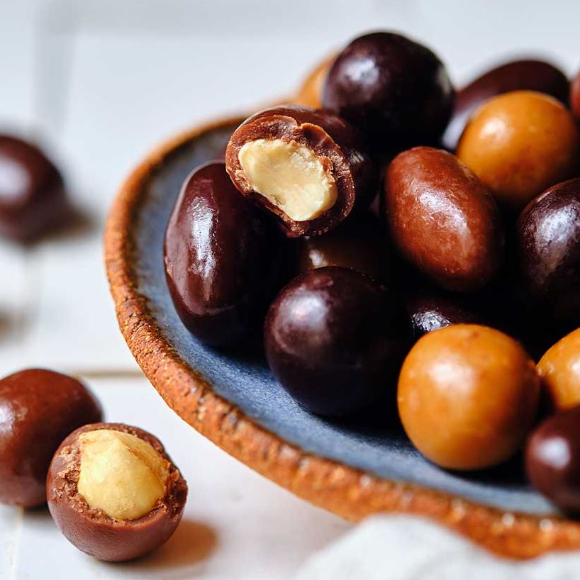 Frutas deshidratadas recubiertas